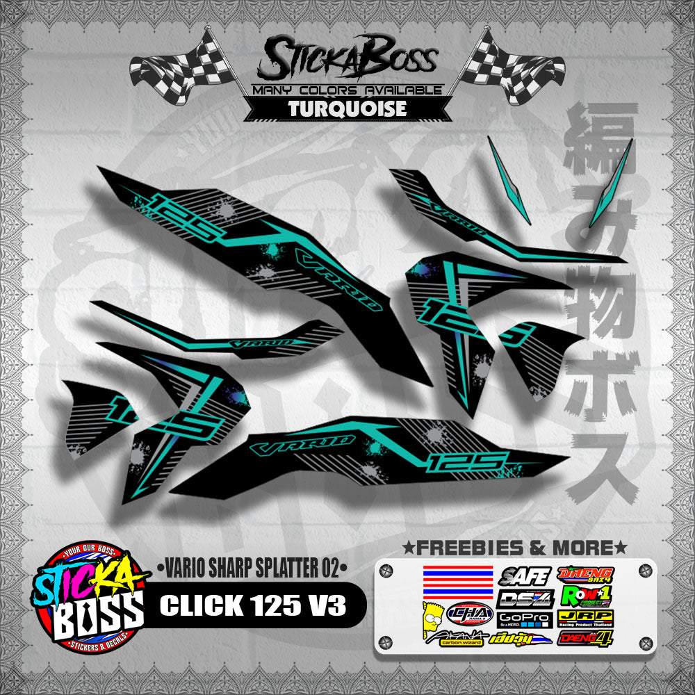 CLICK 125 V3 DECALS ( VARIO SHARP SPLATTER 02 )【WITH FREEBIES】