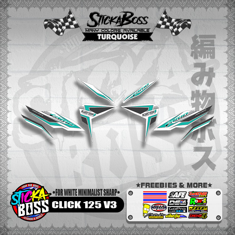 CLICK 125 V3 DECALS ( FOR WHITE MINIMALIST SHARP )【WITH FREEBIES】