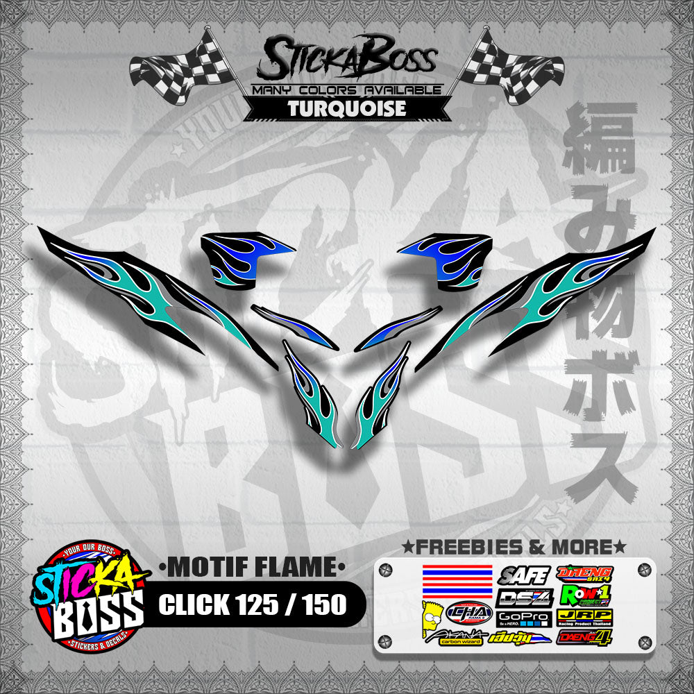 CLICK 125 / 150 V2 DECALS ( MOTIF FLAME )【WITH FREEBIES】