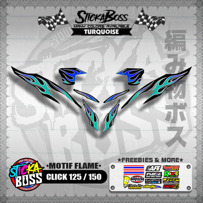 CLICK 125 / 150 V2 DECALS ( MOTIF FLAME )【WITH FREEBIES】