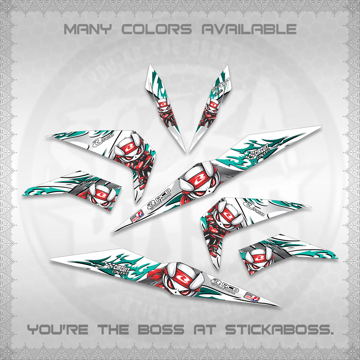 BEAT FI V2 FOR WHITE DECALS (2026 NEW RCB 2.0 DESIGN) STICKER KITS BY STICKABOSS