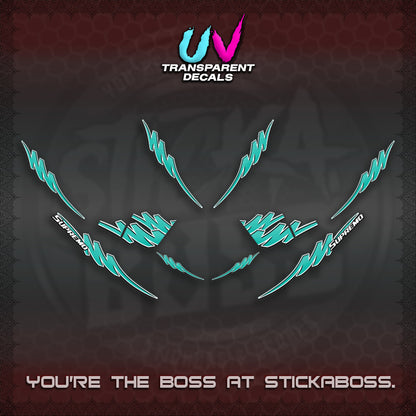 AEROX V2 UV TRANPARENT STRIPING DECALS (1 TONE PUTRA VIRDIAN)STICKER DECALS By STICKABOSS