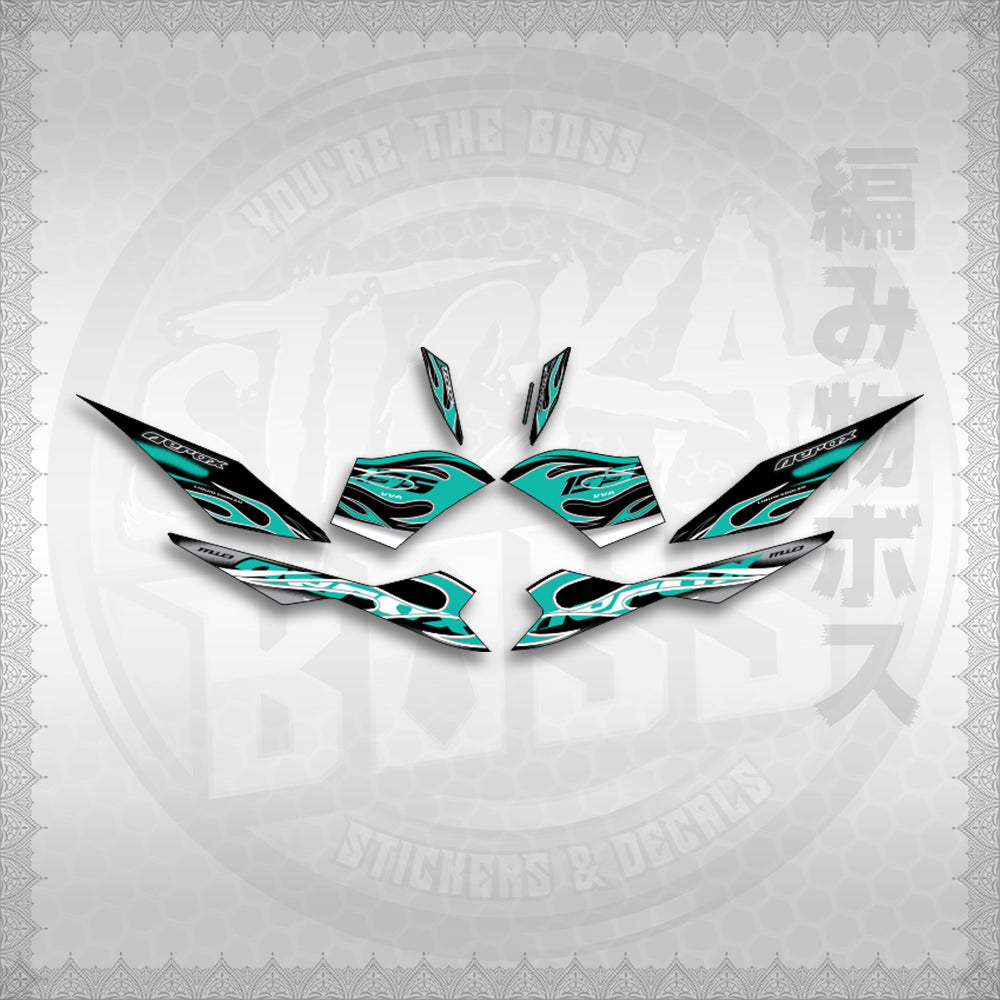 STICKER DECALS for AEROX V3 ALPHA TURBO INDO (AV311TRED) By STICKABOSS (SOFIE LAMINATED WATERPROOF)