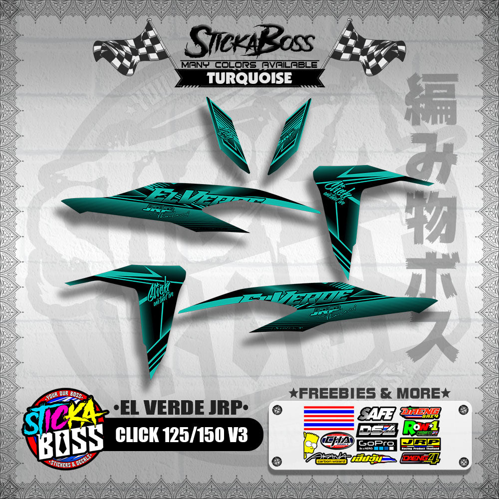 CLICK 125 / 150 V3 DECALS ( EL VERDE JRP )【WITH FREEBIES】