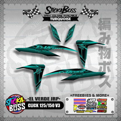 CLICK 125 / 150 V3 DECALS ( EL VERDE JRP )【WITH FREEBIES】