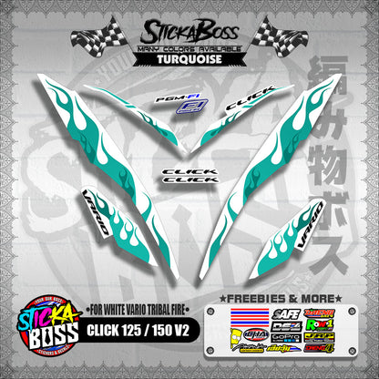 CLICK 125 / 150 V2 DECALS ( FOR WHITE VARIO TRIBAL FIRE )【WITH FREEBIES】
