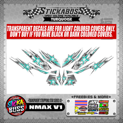 NMAX V1 STICKER DECALS ( TRANSPARENT STRIPPIING STAR SERIES 02 )【WITH FREEBIES】