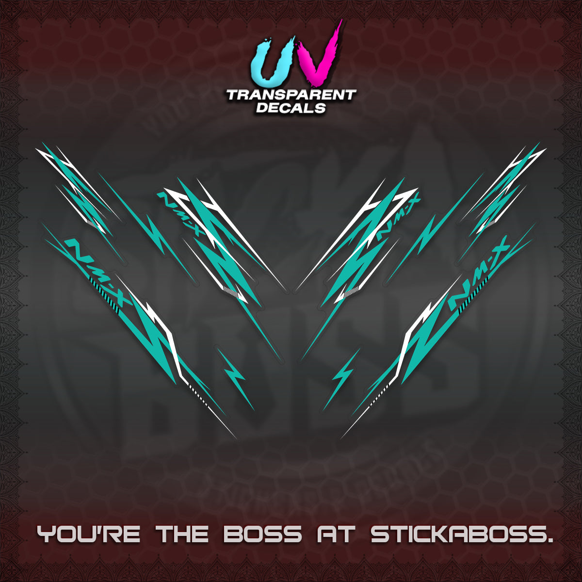 NMAX V2 UV TRANSPARENT DECALS (2024 NM A8 STYLE) STICKER DECALS By STICKABOSS