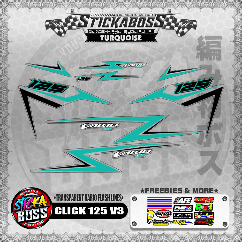 【PREMIUM UV PRINT】TRANSPARENT CLICK 125 V3 DECALS ( VARIO FLASH LINES )【WITH FREEBIES】