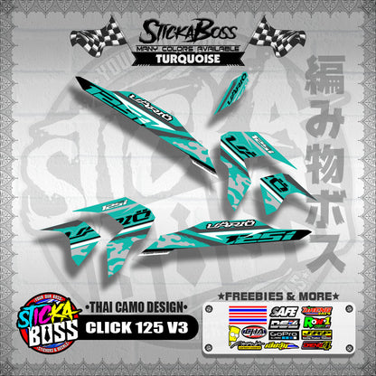 CLICK 125i V3 DECALS ( THAI CAMO DESIGN )【WITH FREEBIES】