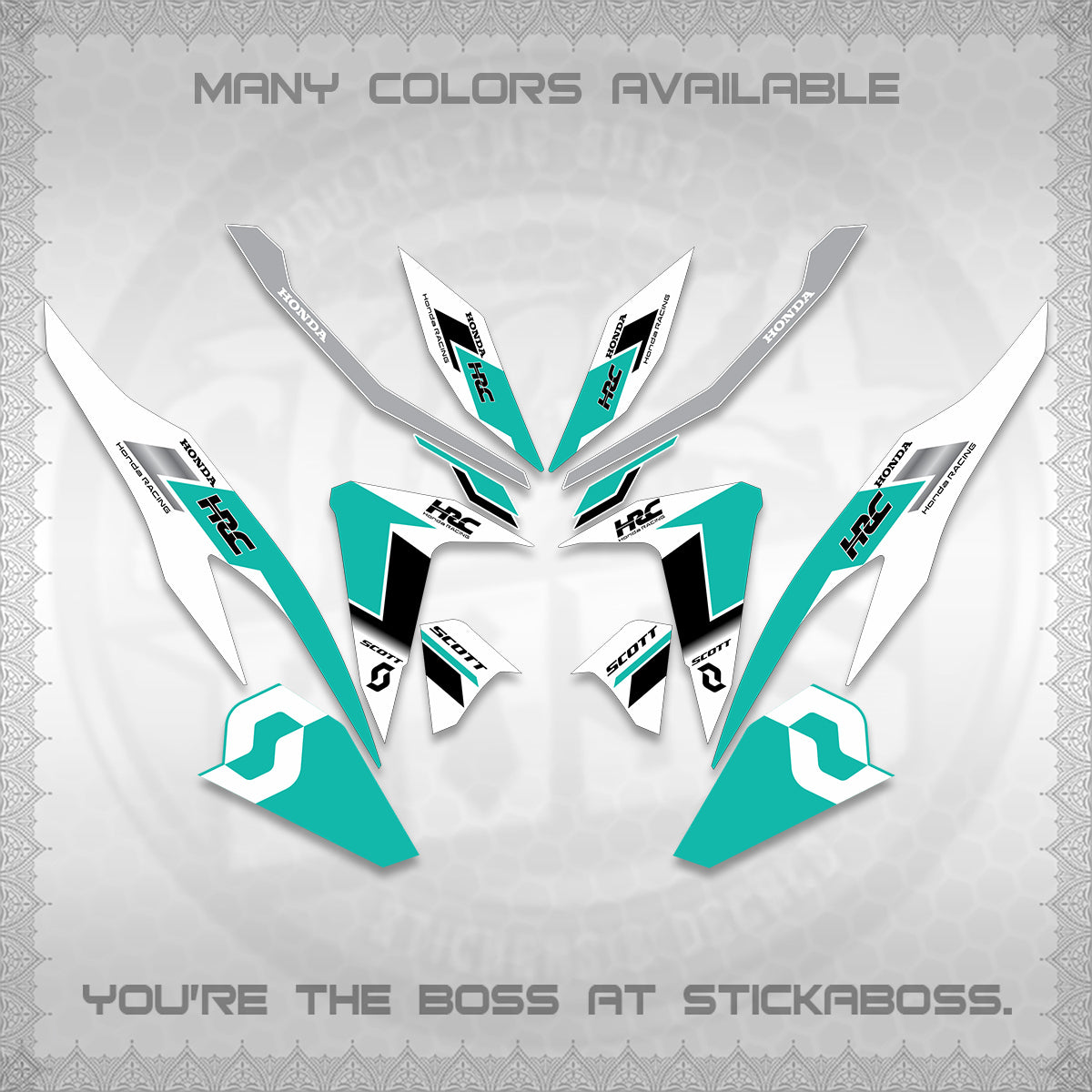 CLICK V2 FOR WHITE DECALS (SCOTTxHRC DESIGN) STICKER KITS By STICKABOSS