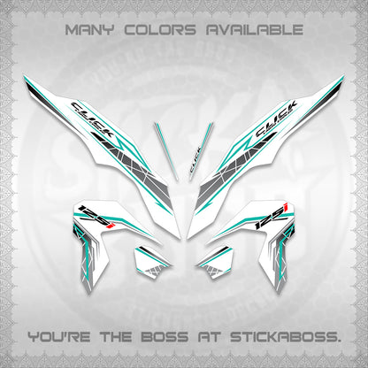 CLICK 125 V3 FOR WHITE DECALS (2023 SIMPLE STRIPE DESIGN) STICKER DECALS By STICKABOSS