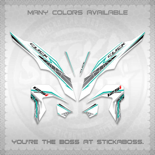 CLICK 125 V3 FOR WHITE DECALS (2023 SIMPLE STRIPE DESIGN) STICKER DECALS By STICKABOSS