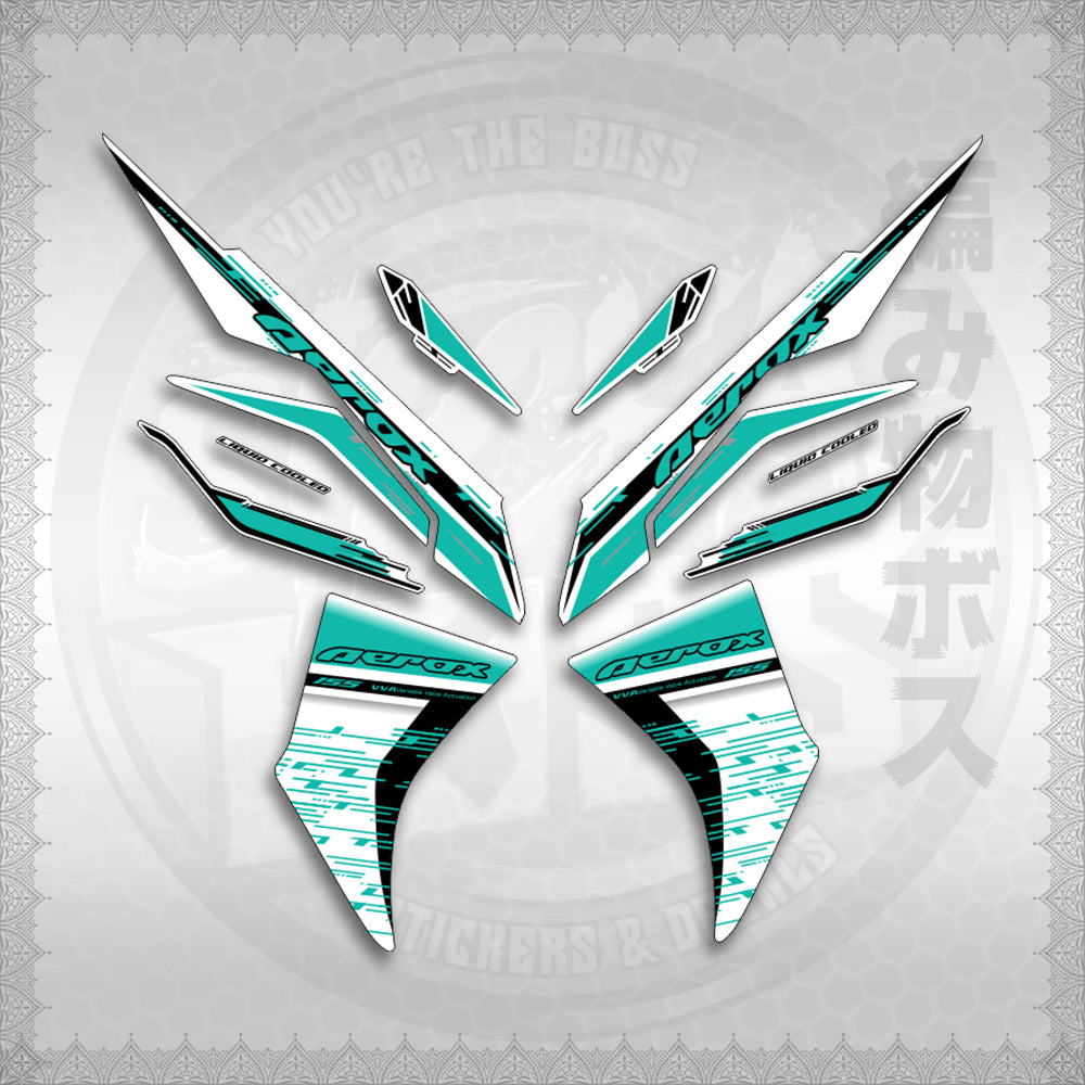 STICKER DECALS for AEROX V3 ALPHA TURBO INDO FOR WHITE (AV3NESTEDMA) By STICKABOSS (SOFIE LAMINATED WATERPROOF)