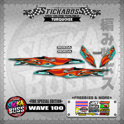 WAVE 100 STICKER DECALS ( FIRE SPECIAL EDITION )【WITH FREEBIES】