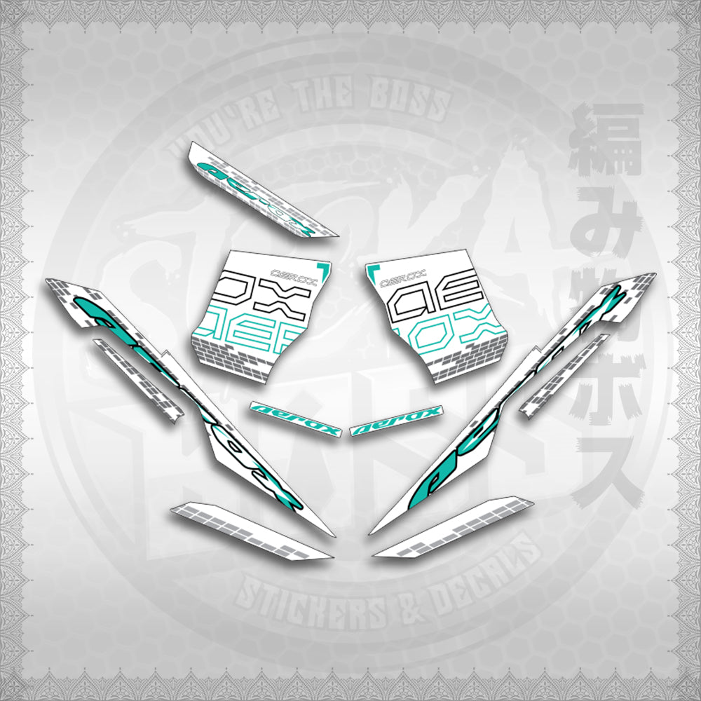 STICKER DECALS for AEROX V3 ALPHA TURBO INDO FOR WHITE (AV3NVBLDE) By STICKABOSS (SOFIE LAMINATED WATERPROOF)