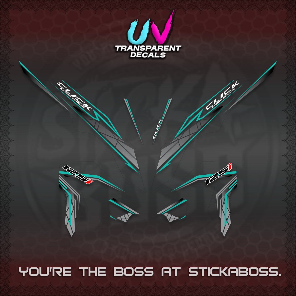 CLICK 125 V3 UV TRANSPARENT DECALS (2023 SIMPLE STRIPE DESIGN) STICKER DECALS By STICKABOSS