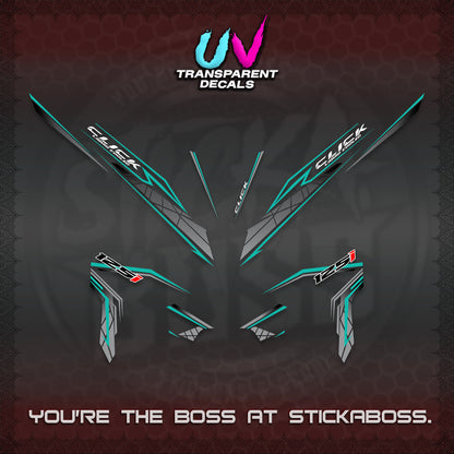 CLICK 125 V3 UV TRANSPARENT DECALS (2023 SIMPLE STRIPE DESIGN) STICKER DECALS By STICKABOSS