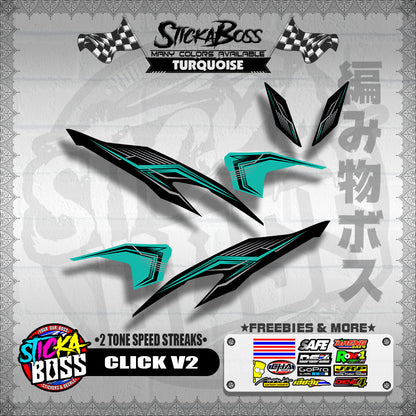 CLICK V2 DECALS ( 2 TONE SPEED STREAKS )【WITH FREEBIES】