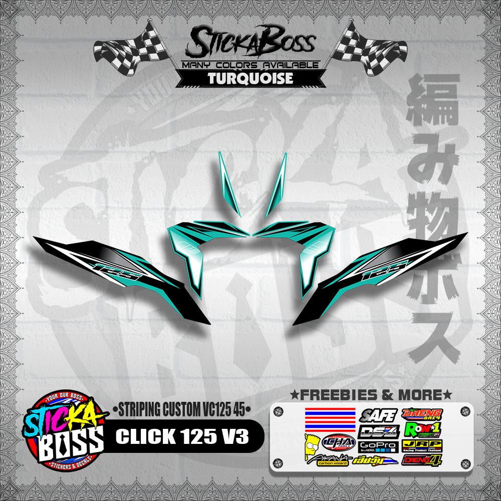 CLICK 125 V3 DECALS ( STRIPING CUSTOM VC125 45 )【WITH FREEBIES】