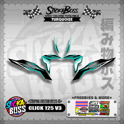 CLICK 125 V3 DECALS ( STRIPING CUSTOM VC125 45 )【WITH FREEBIES】