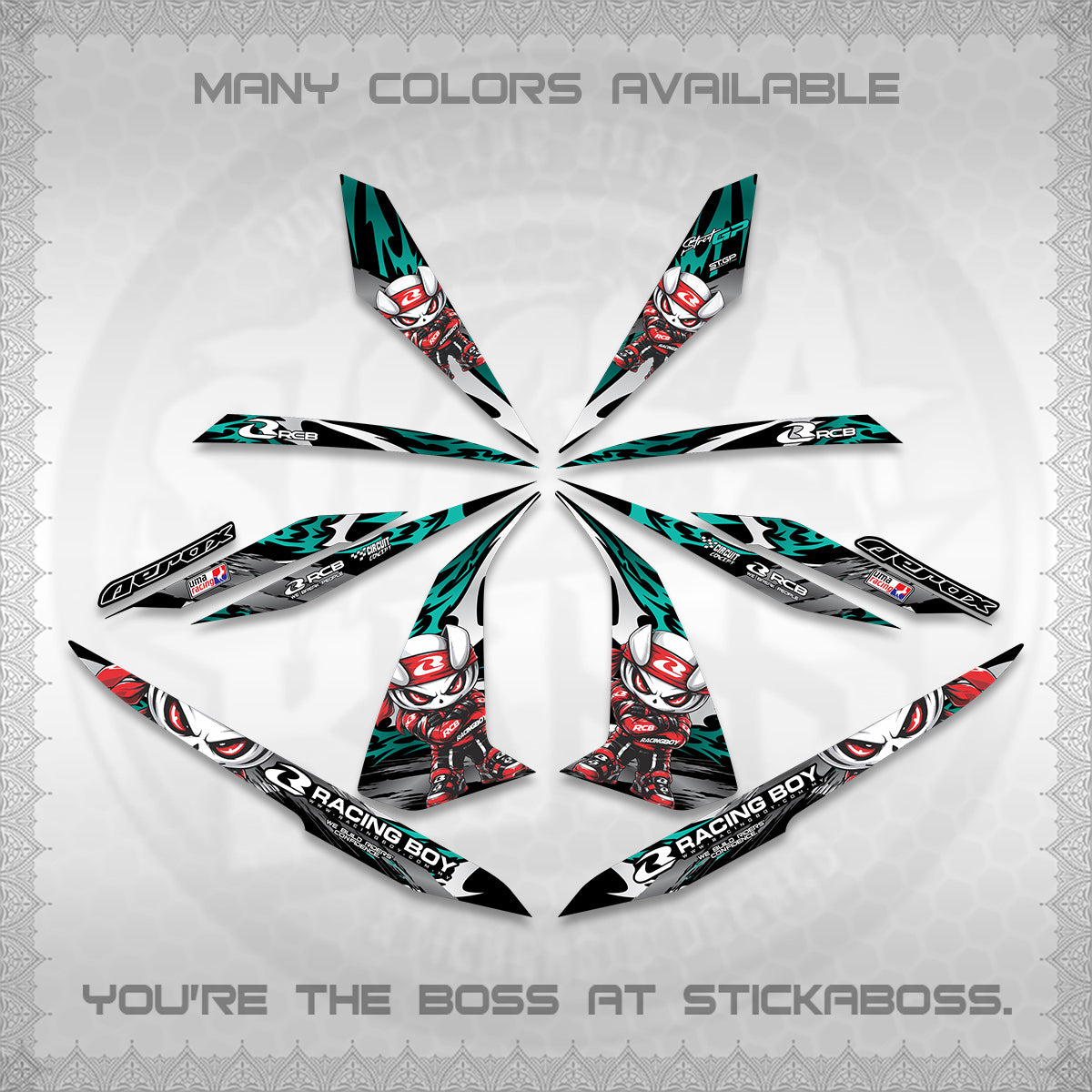 AEROX 155 V1 DECALS (2026 NEW RCB 2.0 DESIGN) STICKER KITS BY STICKABOSS
