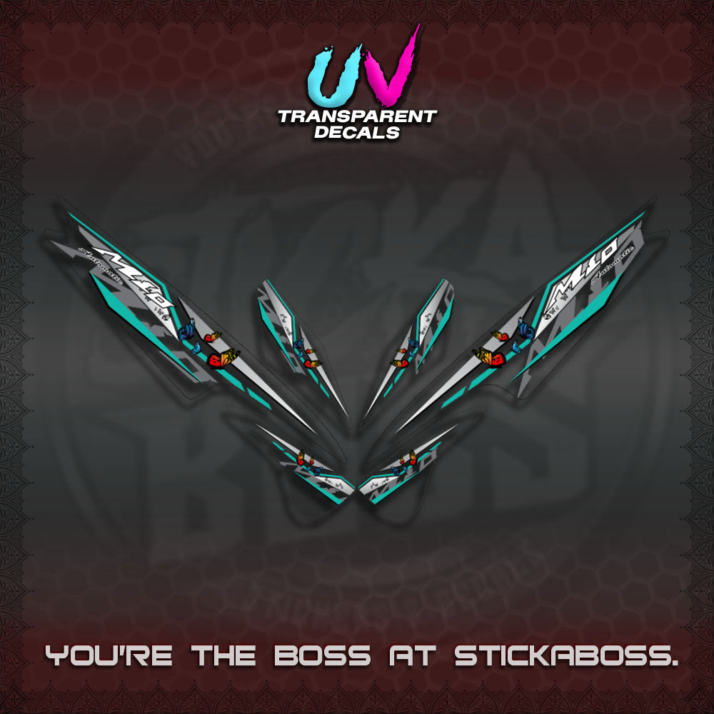 【PREMIUM UV PRINT】TRANSPARENT  MIO SPORTY/SMILE DECALS (BUTERFLY V6 DESIGN)By STICKABOSS