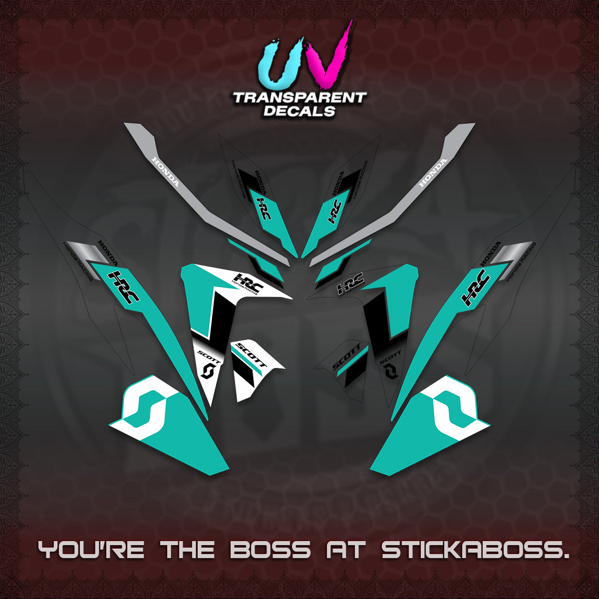 CLICK V2 UV TRANSPARENT DECALS (SCOTTxHRC DESIGN)STICKER KITS By STICKABOSS