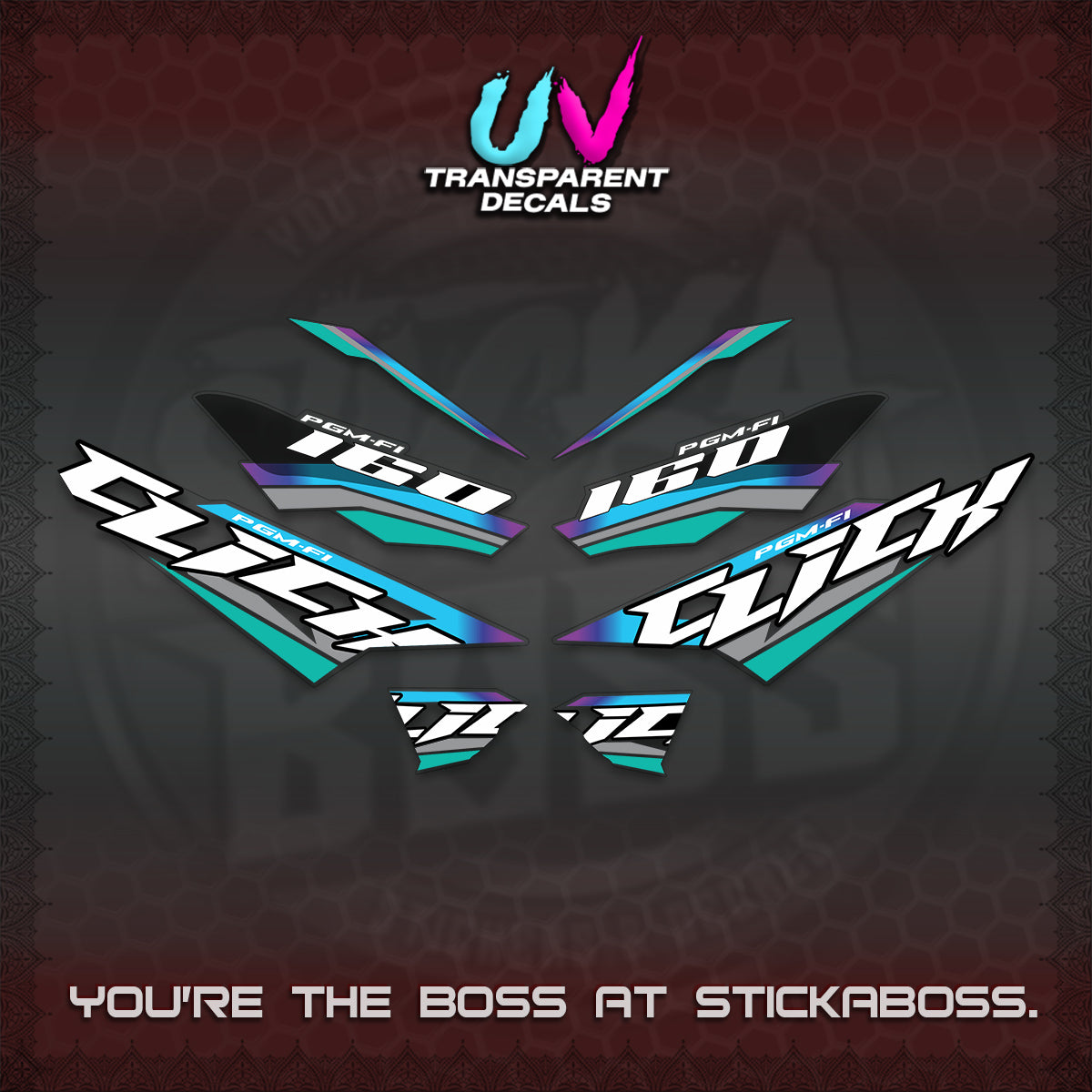 CLICK 160 STRIPING UV TRANSPARENT DECALS (SPORTS RACE STRIPES 01) STICKER KITS BY STICKABOSS