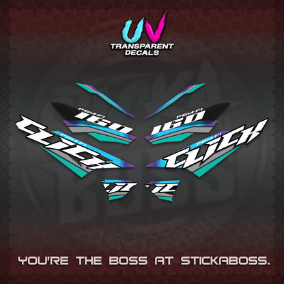 CLICK 160 STRIPING UV TRANSPARENT DECALS (SPORTS RACE STRIPES 01) STICKER KITS BY STICKABOSS