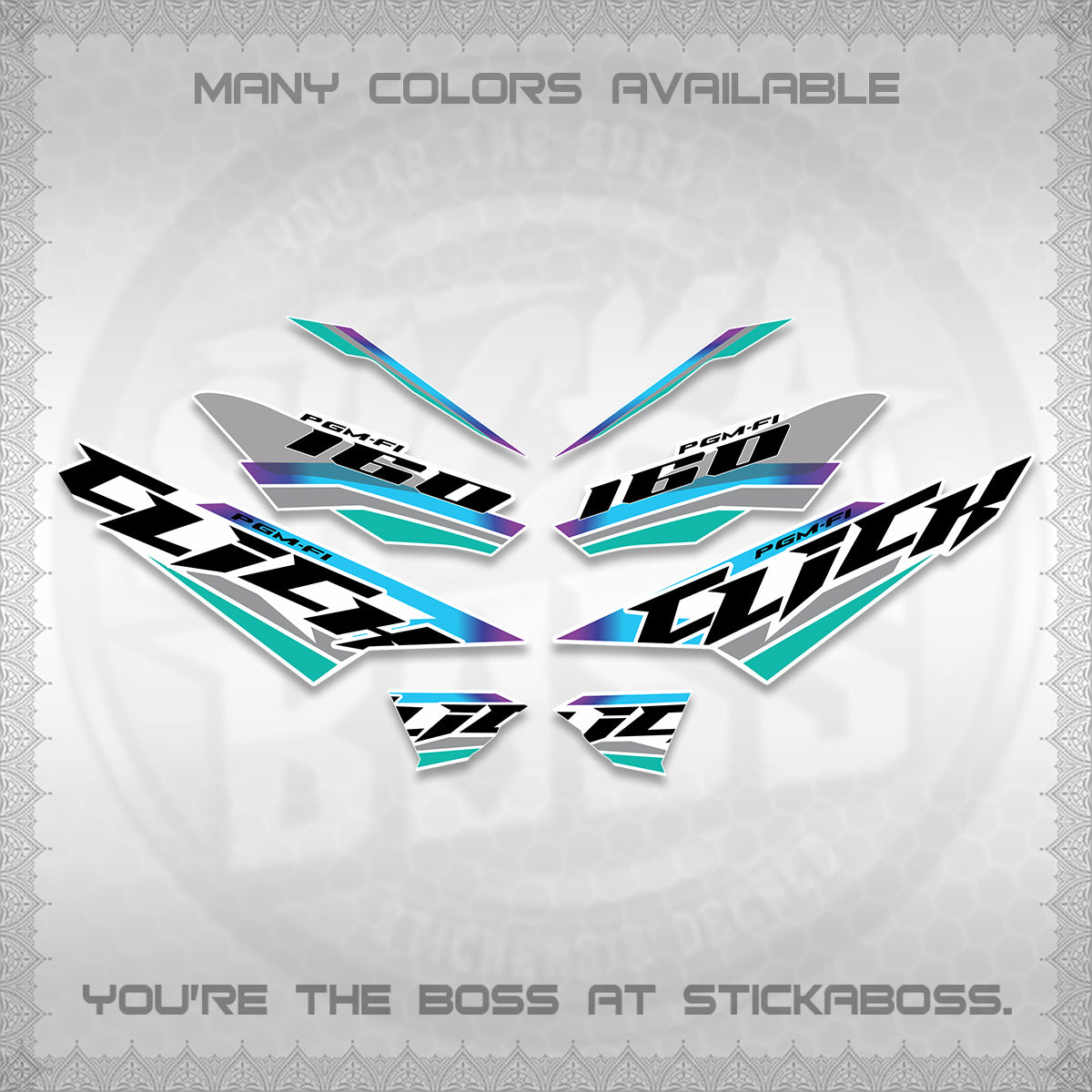 CLICK 160 STRIPING FOR WHITE DECALS (SPORTS RACE STRIPES 01) STICKER KITS BY STICKABOSS