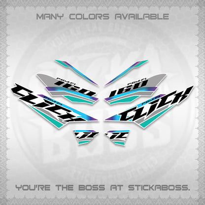 CLICK 160 STRIPING FOR WHITE DECALS (SPORTS RACE STRIPES 01) STICKER KITS BY STICKABOSS