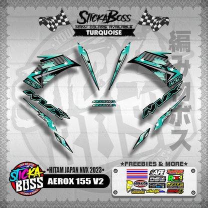 AEROX 155 V2 DECALS ( HITAM JAPAN NVX 2023 )【WITH FREEBIES】