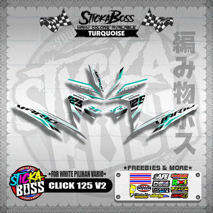 CLICK 125 V2 MALAYSIAN DECALS ( FOR WHITE PILIHAN VARIO )【WITH FREEBIES】