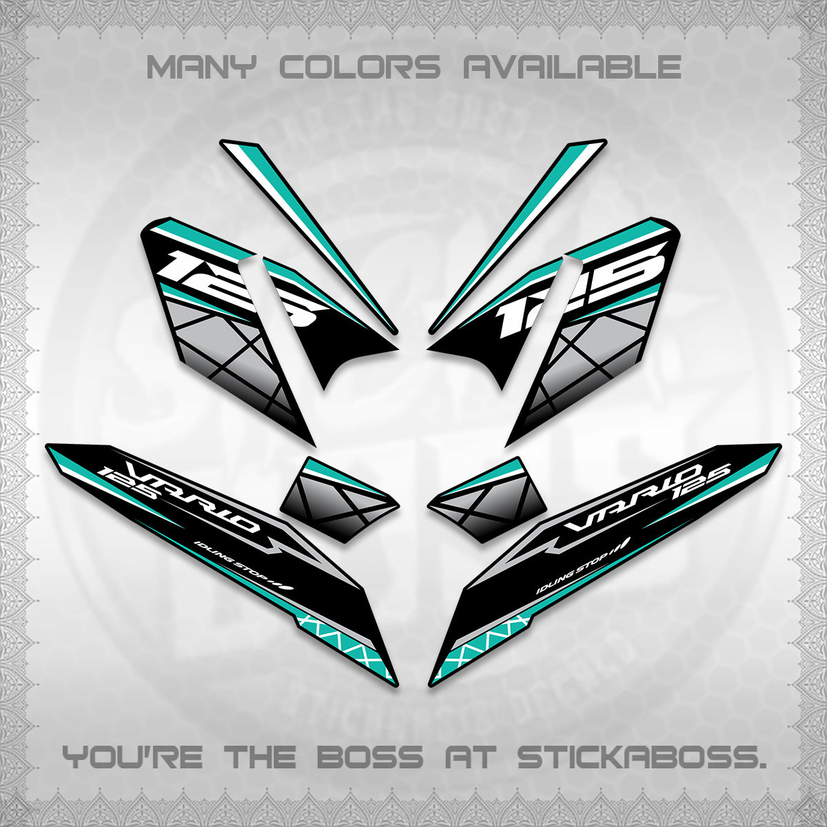 CLICK 125 V4 VARIO DECALS (2026 MODERN STRIPE DESIGN) STICKER KITS BY STICKABOSS