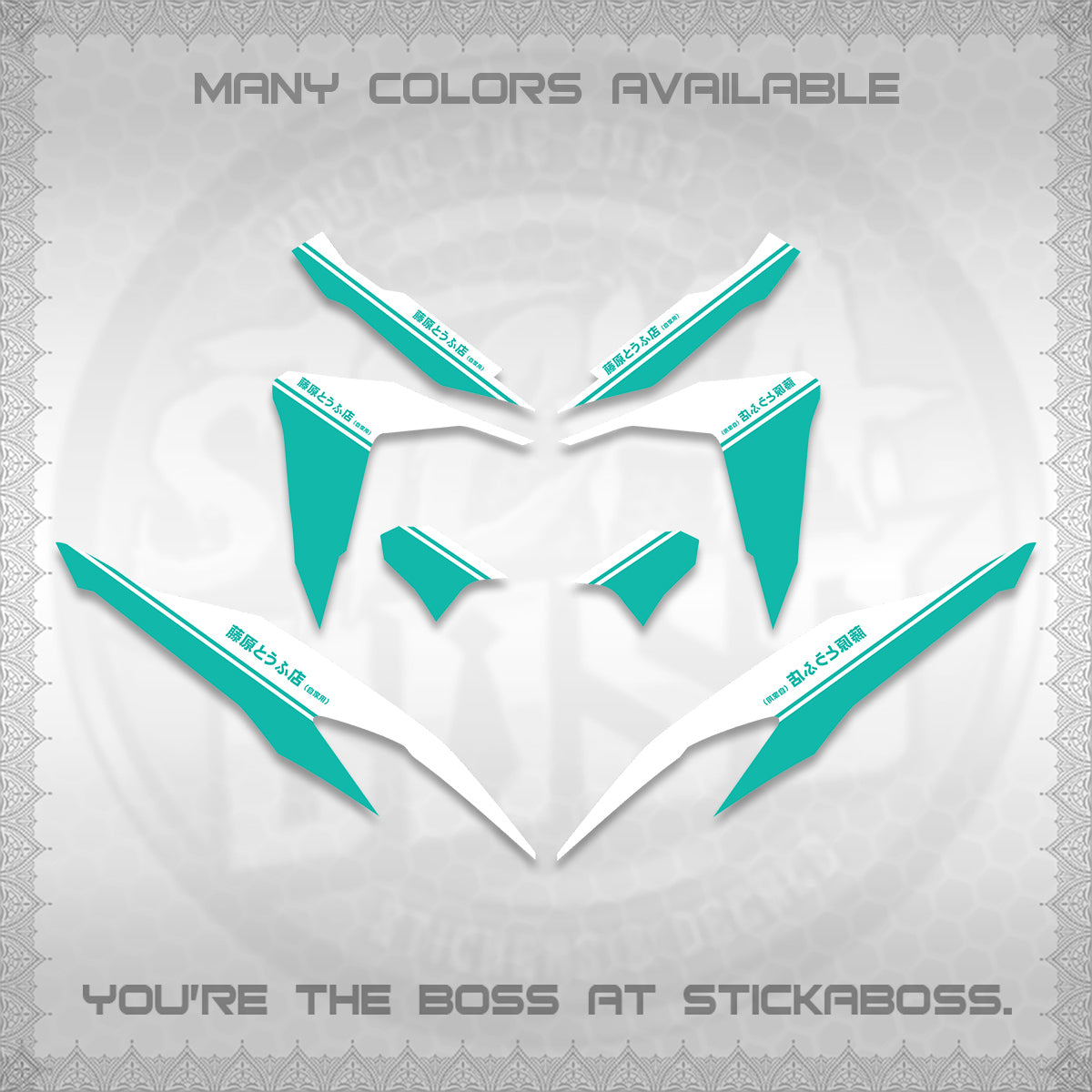 CLICK V2 FOR WHITE DECALS (TRUENO STYLE DESIGN) STICKER KITS BY STICKABOSS