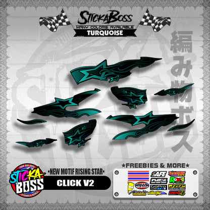 CLICK V2 DECALS ( NEW MOTIF RISING STAR ) [ PREMIUM GLOSSY LAMINATED ]【WITH FREEBIES】