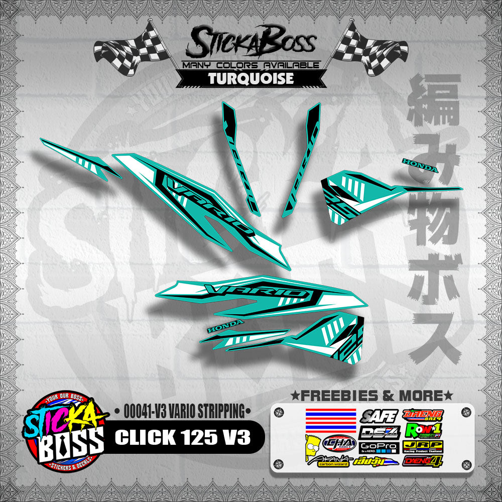 CLICK 125 V3 DECALS ( 00041-V3 VARIO STRIPPING )【WITH FREEBIES】