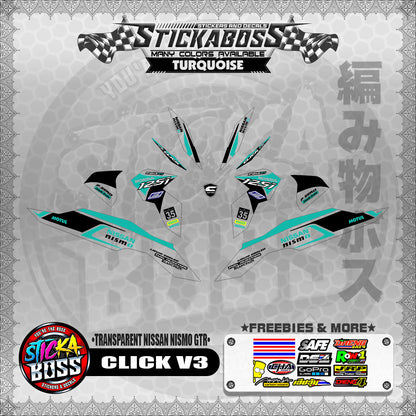 【PREMIUM UV PRINT】TRANSPARENT CLICK V3 STICKER DECALS ( NISSAN NISMO GTR )【WITH FREEBIES】