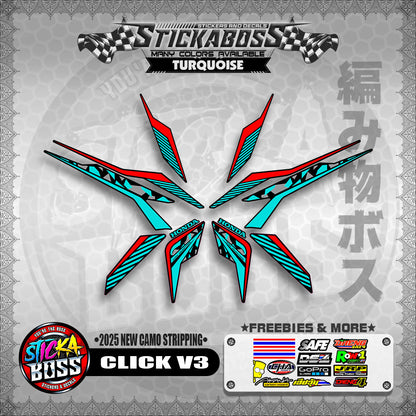 CLICK V3 STICKER DECALS ( 2025 NEW CAMO STRIPPING )【WITH FREEBIES】