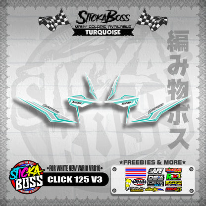 CLICK 125 V3 DECALS ( FOR WHITE NEW VARIO VRD16 ) [ PREMIUM GLOSSY LAMINATED ]【WITH FREEBIES】