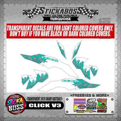 CLICK V3 INDO STICKER DECALS ( TRANSPARENT 2025 SHARP ABSTRACT )【WITH FREEBIES】
