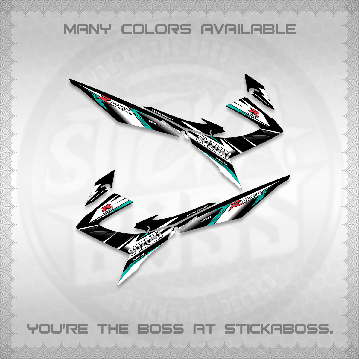 RAIDER 150 REBORN CARB DECALS (S-1 RACING) STICKER DECALS BY STICKABOSS