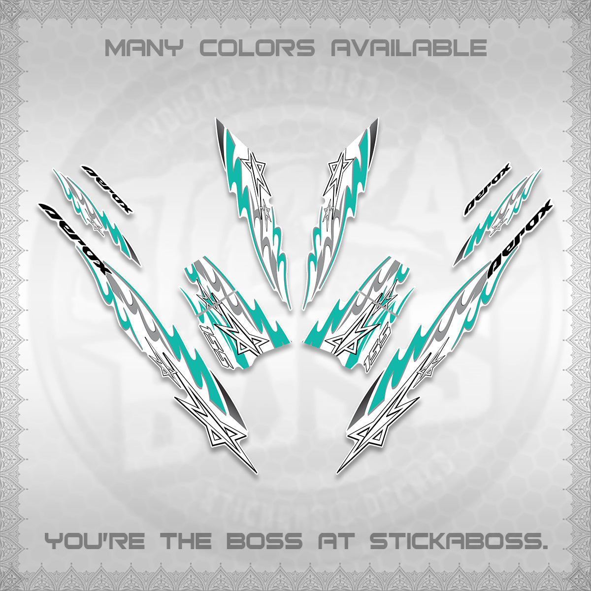AEROX V2 INDO FOR WHITE DECALS (2026 STAR 0001 MOTIF) STICKER KITS By STICKABOSS