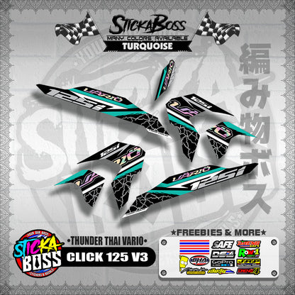 CLICK 125 V3 THAILAND DECALS ( THUNDER THAI VARIO )【WITH FREEBIES】