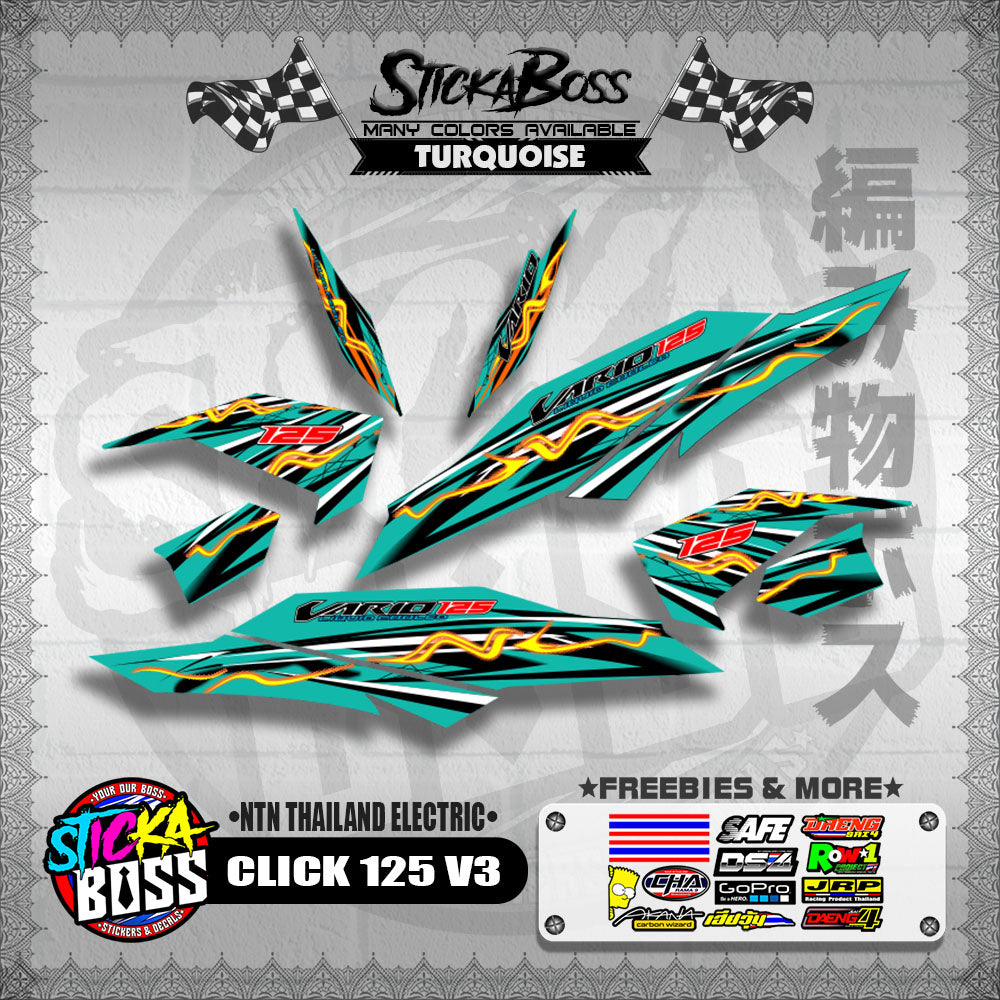 CLICK 125 V3 DECALS ( NTN THAILAND ELECTRIC )【WITH FREEBIES】