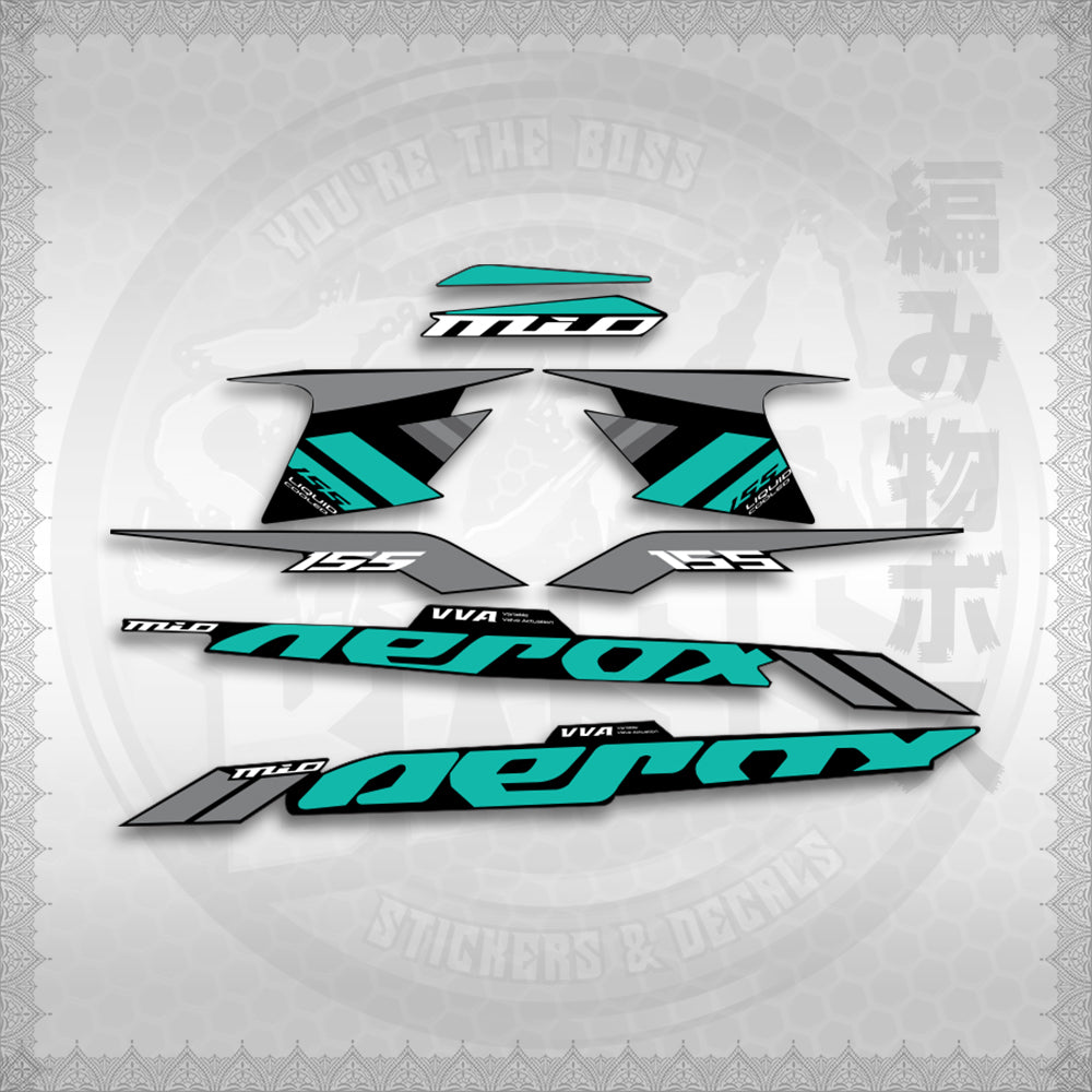 STICKER DECALS for AEROX 155 V1 (AV120X7IN) By STICKABOSS (SOFIE LAMINATED WATERPROOF)