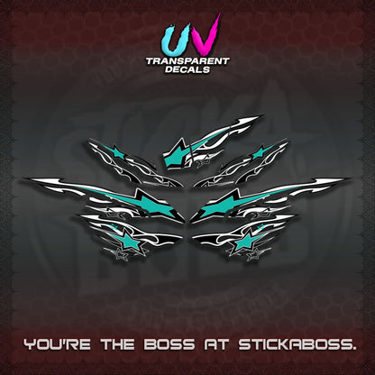 AEROX  V3 INDO UV TRANSPARENT DECALS(0005 RISING STAR)STICKER DECALS By STICKABOSS