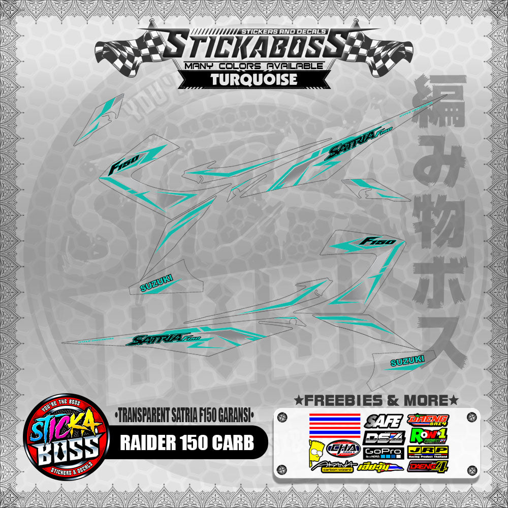 【PREMIUM UV PRINT】TRANSPARENT RAIDER 150 CARB DECALS ( SATRIA F150 GARANSI )【WITH FREEBIES】