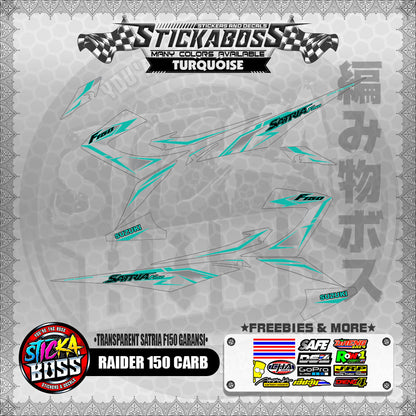 【PREMIUM UV PRINT】TRANSPARENT RAIDER 150 CARB DECALS ( SATRIA F150 GARANSI )【WITH FREEBIES】
